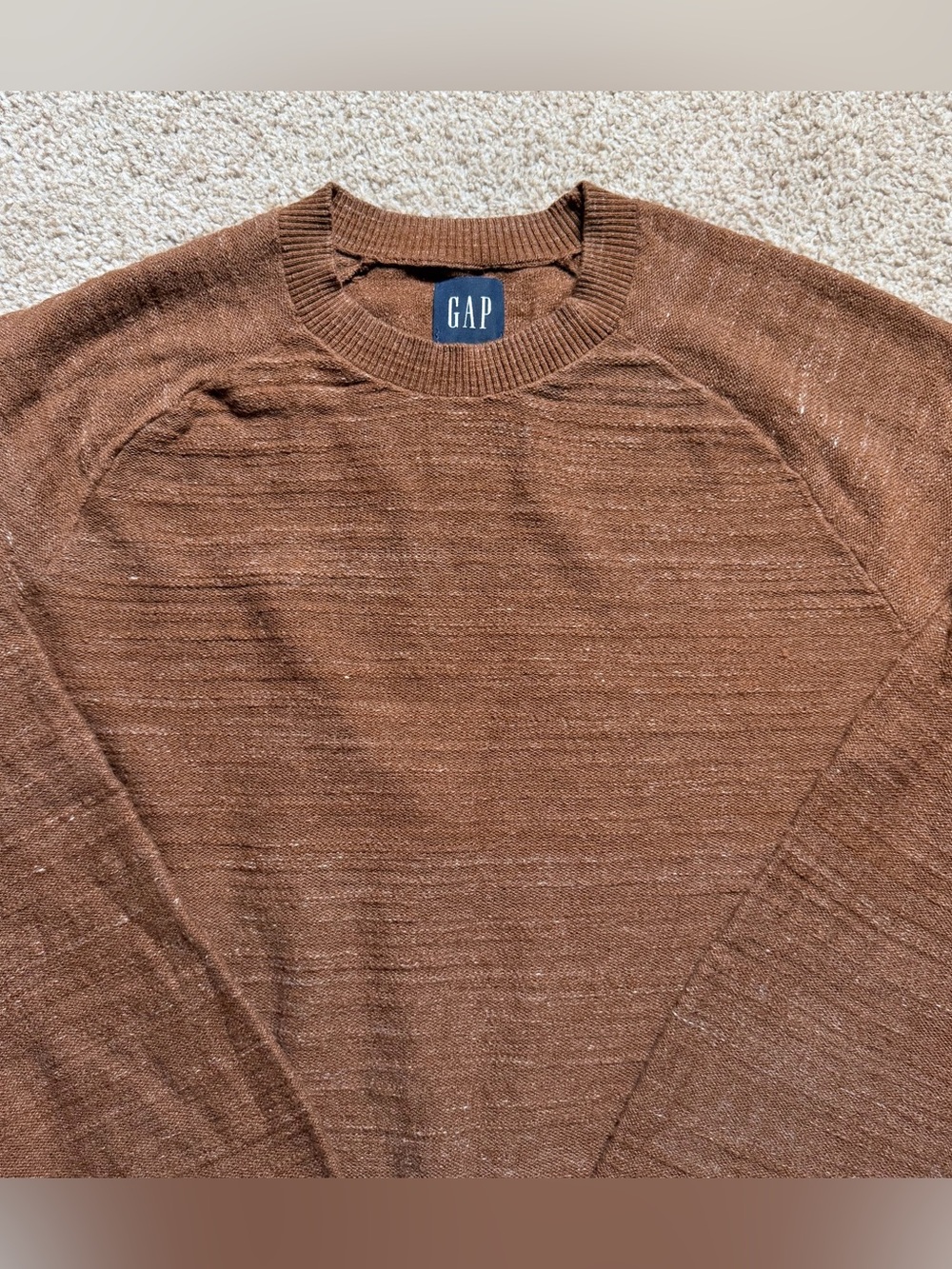Gap Men’s 100% Cotton Crewneck Sweater Rust Brown M Medium Pullover Long Sleeve - Picture 2 of 10